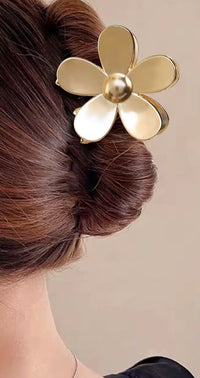 Vivid Flower Claw Metal Hair Clips-Gold n Silver