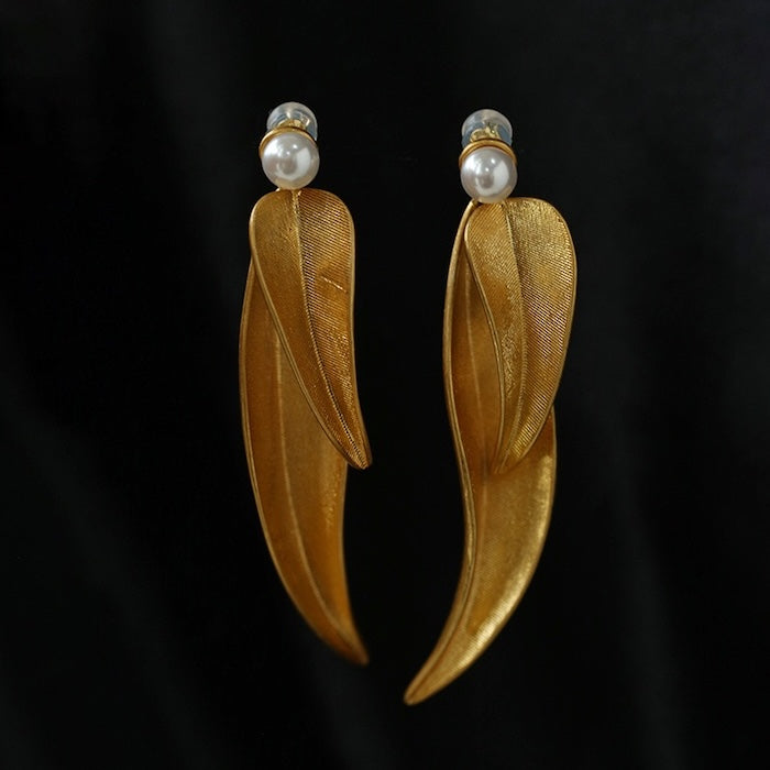 Vintage Style Golden Leaf Earrings