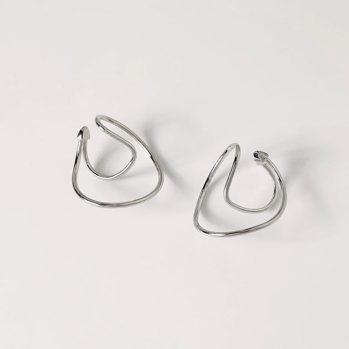 Geometric 3D fluid Line Ear Cuff-One Pair