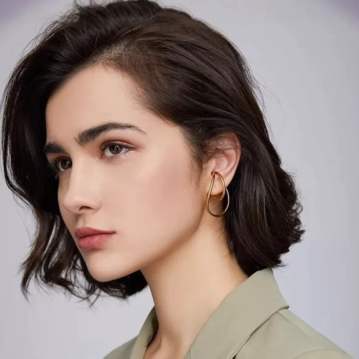 Geometric 3D fluid Line Ear Cuff-One Pair