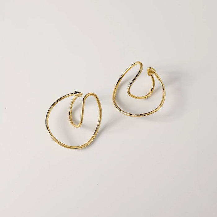 Geometric 3D fluid Line Ear Cuff-One Pair