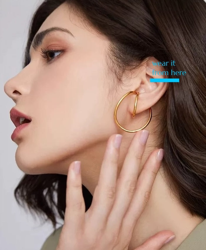 Geometric 3D fluid Line Ear Cuff-One Pair