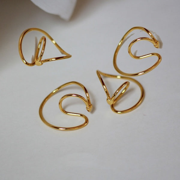 Geometric 3D fluid Line Ear Cuff-One Pair