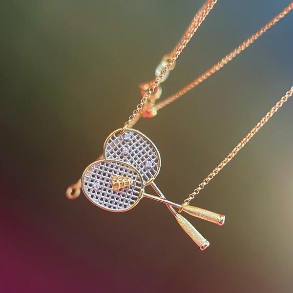 Unique Badminton Racket Design Necklace