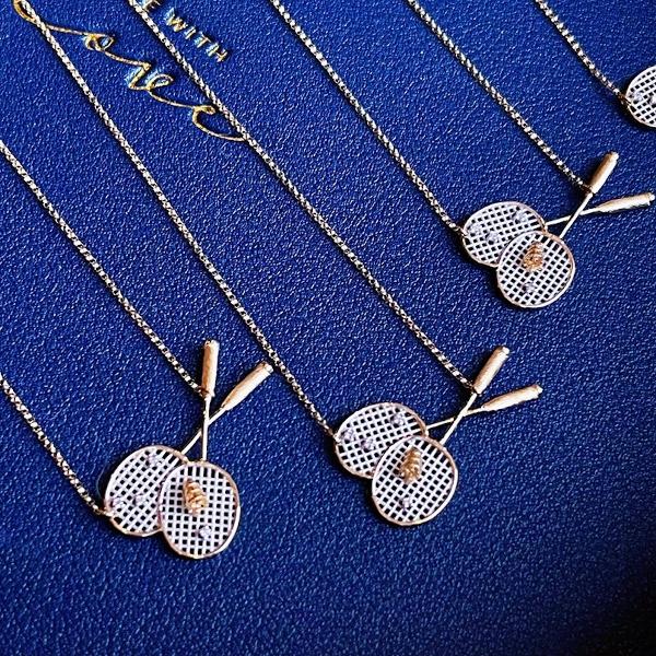 Unique Badminton Racket Design Necklace