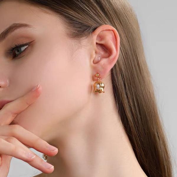 Lily of the Valley Asymmetrical Pearl Earrings