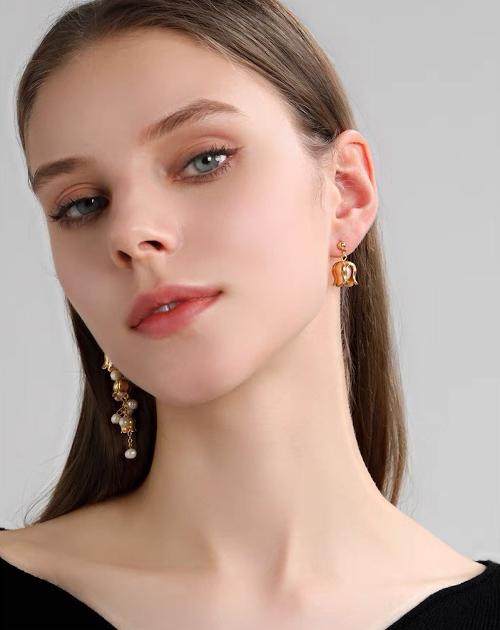 Lily of the Valley Asymmetrical Pearl Earrings