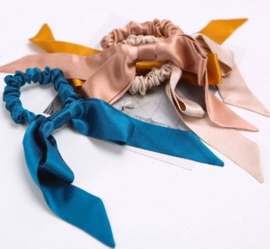 100% Silk Hair Scrunchie Butterfly Bowtie-19mm-One set of 2