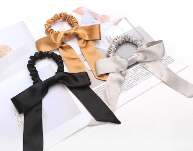 100% Silk Hair Scrunchie Butterfly Bowtie-19mm-One set of 2