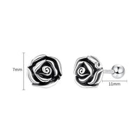 Vintage style small silver rose ear studs