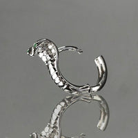 Green Eyes Silver Cobra Earrings