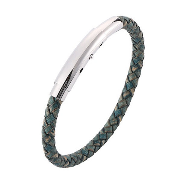 Genuine Braided Leather Bracelet-Silver Buckle