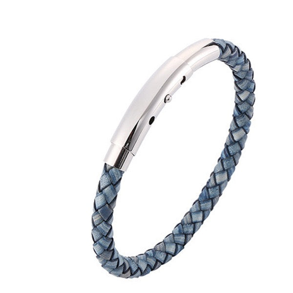 Genuine Braided Leather Bracelet-Silver Buckle