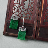 Chinese Character Double Happiness Jade Earring