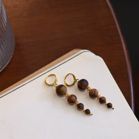 Agarwood Beads Drop Earrings-Natural Fragrance