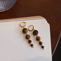 Agarwood Beads Drop Earrings-Natural Fragrance