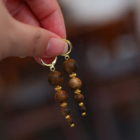 Agarwood Beads Drop Earrings-Natural Fragrance