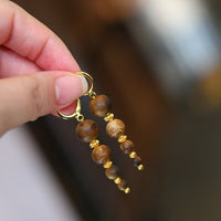 Agarwood Beads Drop Earrings-Natural Fragrance