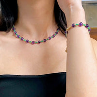 Amethyst Green Onyx Beads Necklace n Bracelet