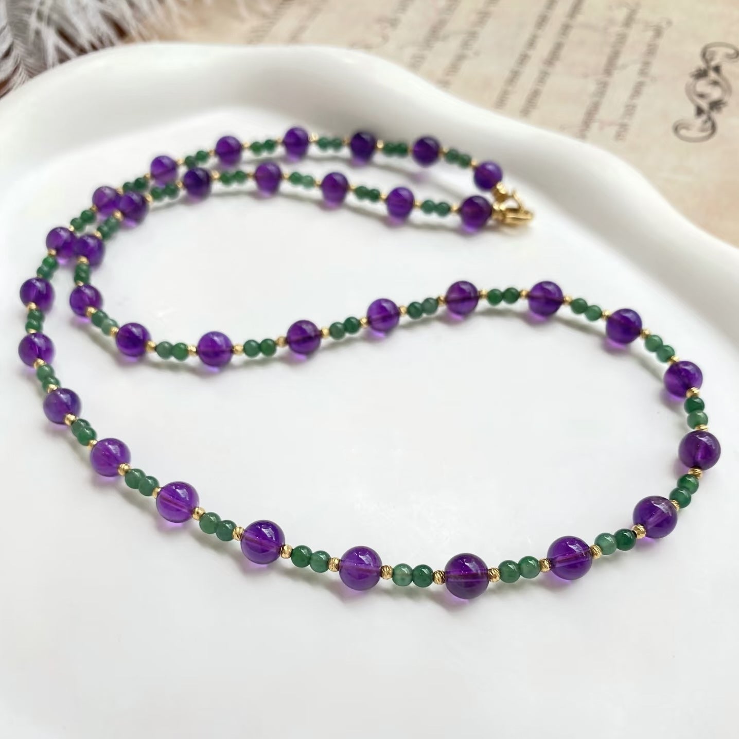 Amethyst Green Onyx Beads Necklace n Bracelet