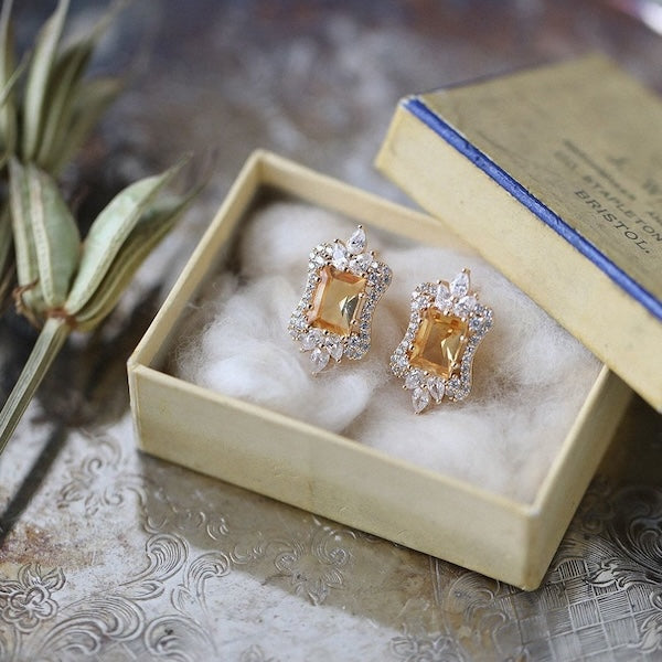 Citrine Royal Style Ear Studs