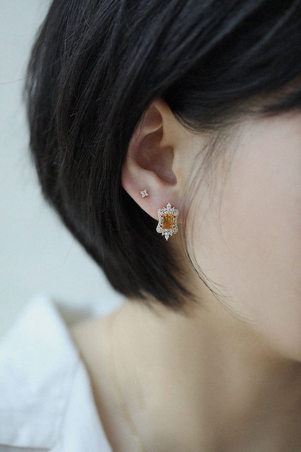 Citrine Royal Style Ear Studs