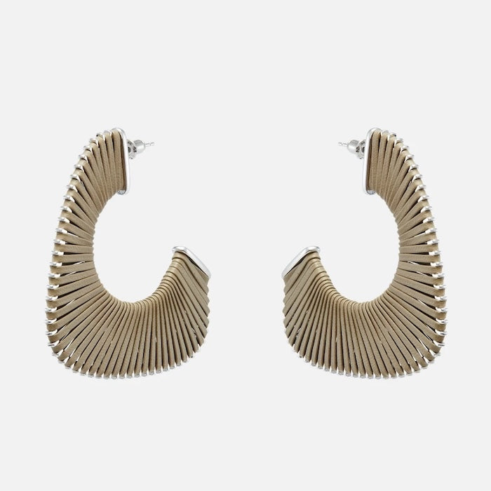 Geometric Leather Knitted Oversized Hoop Earrings