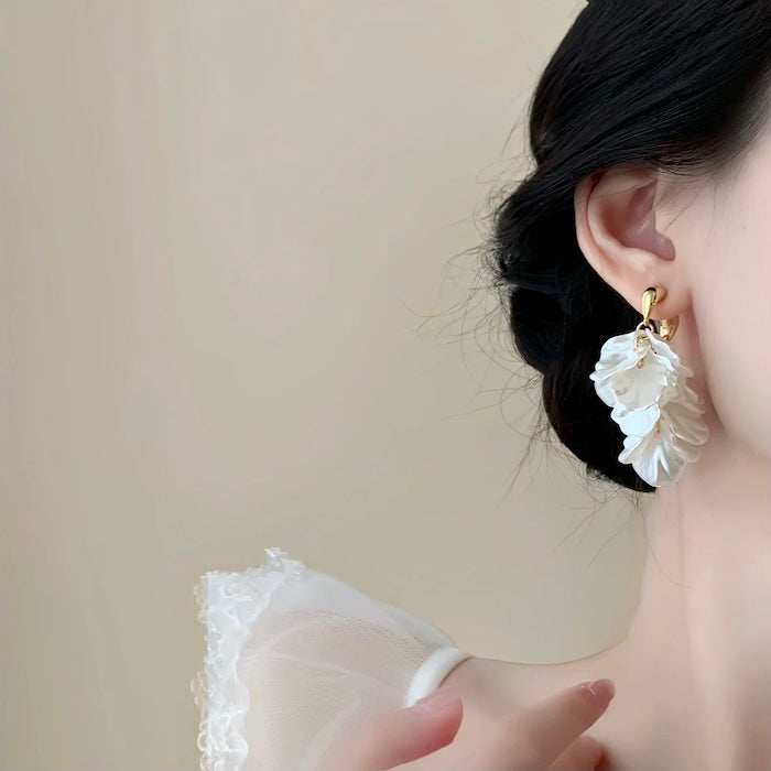 Elegant White Mermaid Tail Earrings