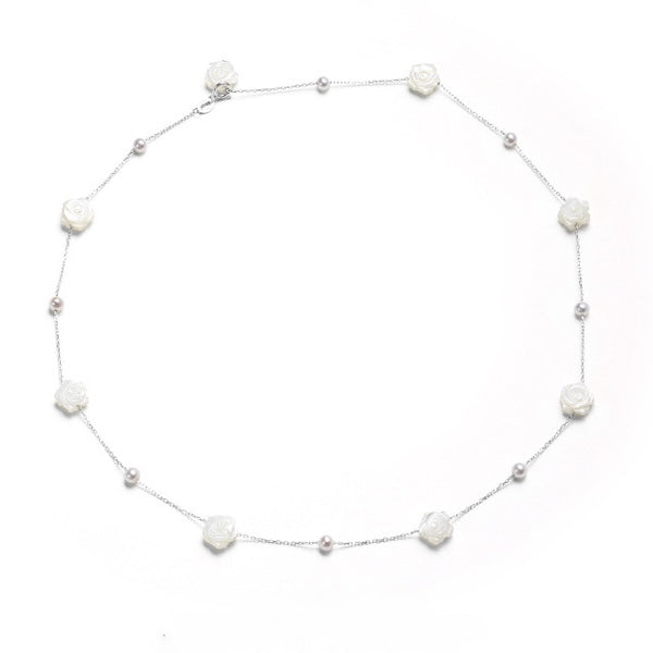 Mother of Pearl Rose Flower Star Necklace