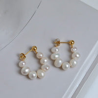 Elegant Pearl Beads Hoop Earrings