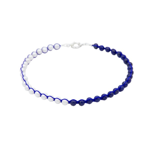 Minimalist yet Chunky Lapislazuli Pearl Beads Necklace