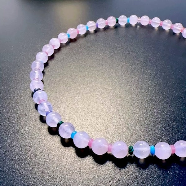 Rose Quartz Crystal Dopamine Beaded Necklace