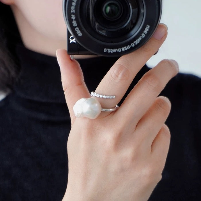 Sparkling Mermaid Baroque Pearl Rings-Adjustable