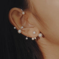 Sterling Silver Starry Pearl and Crystal Stud Earrings