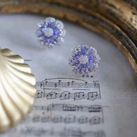 Tanzanite Stone Flower Ear Studs