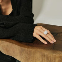 Minimalist Bold Look Ring-Tiger Eye Stone & White Jade