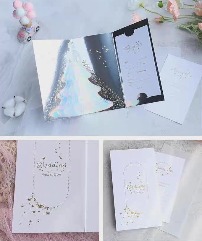 3D Wedding Card - Sparkling Lady with Wedding Dress Design