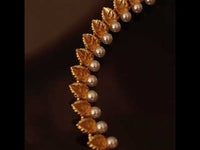 Vintage Golden Leaves Pearl Necklace