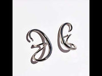 Geometric Swirl Line Silver Earrings-One Pair