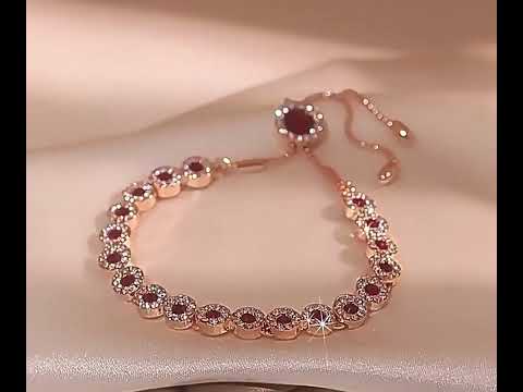 Rose Gold Plated Red Crystal Adjustable Chain Bracelet
