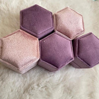 Hexagon Velvet Wedding Ring Box-Pinky colors