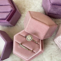 Hexagon Velvet Wedding Ring Box-Pinky colors