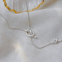 Longline Sweater Necklace with Knot-Gold n Silver