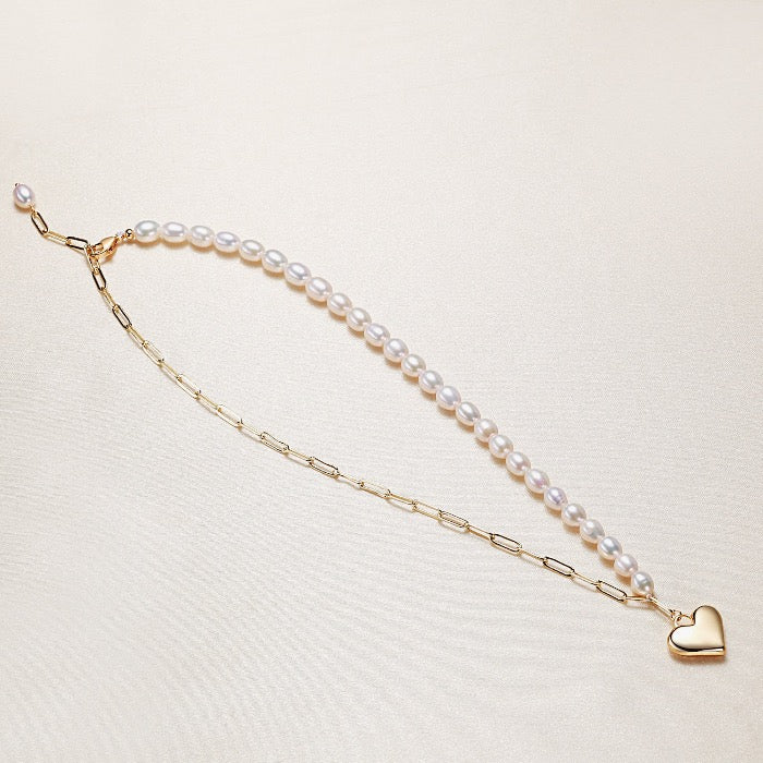 Contrast Classics - Pearl bead chain necklace