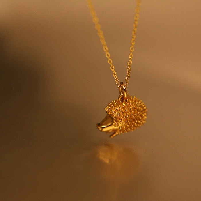 Hérisson - Gold hedgehog necklace - Gold vermeil