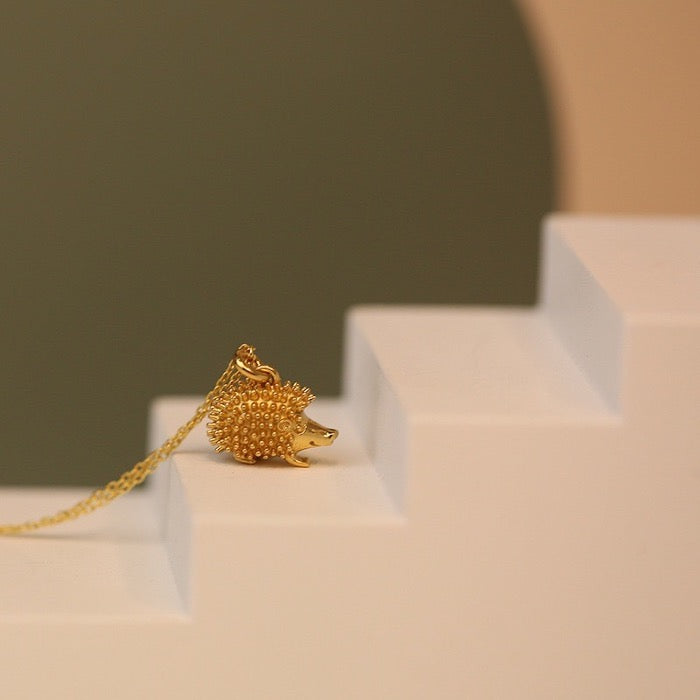 Hérisson - Gold hedgehog necklace - Gold vermeil