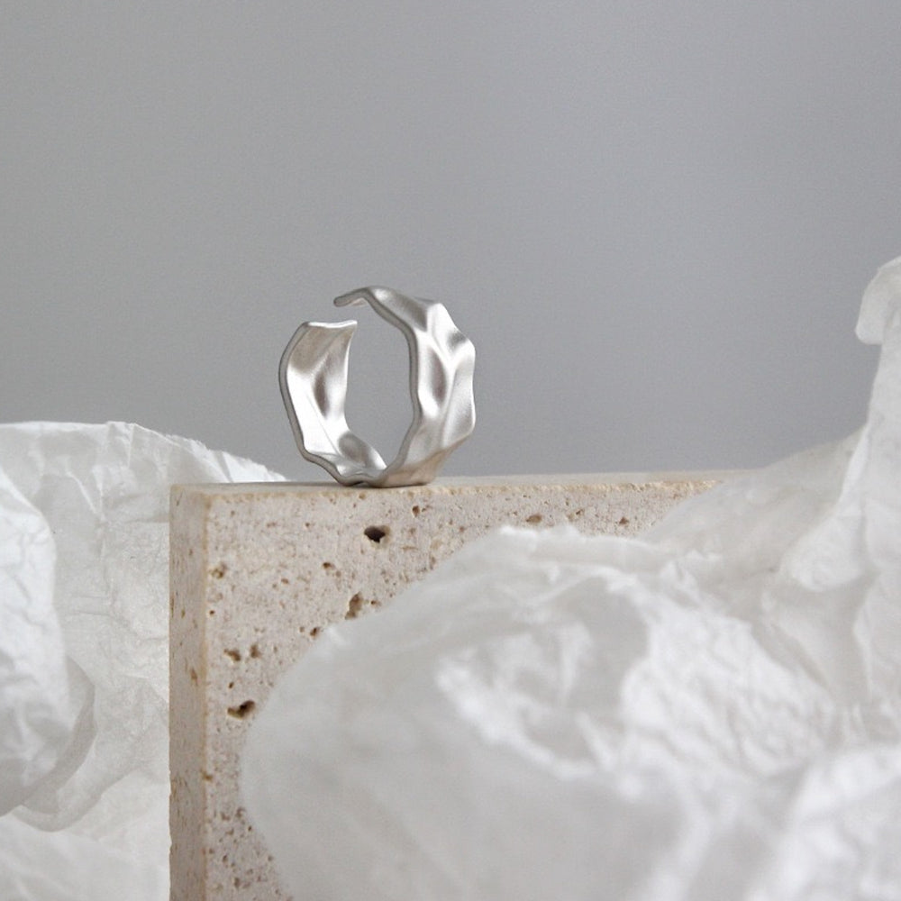 Wave n Sand - Sterling silver wave textured bold ring