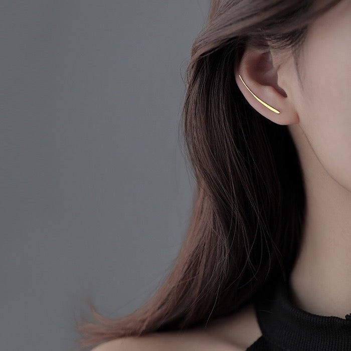 Minimalist Line Ear climber earrings