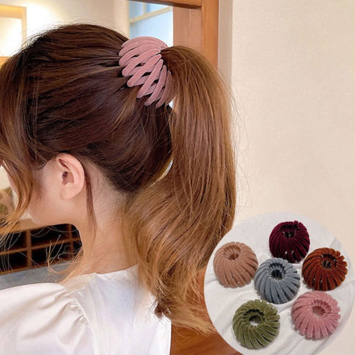 Geometric bird nest elastic hair-bubbles