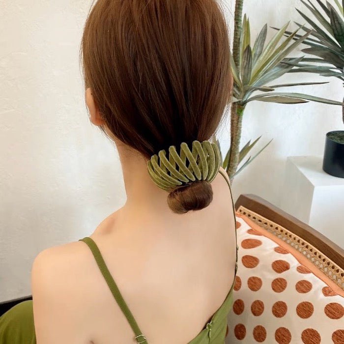 Geometric bird nest elastic hair-bubbles